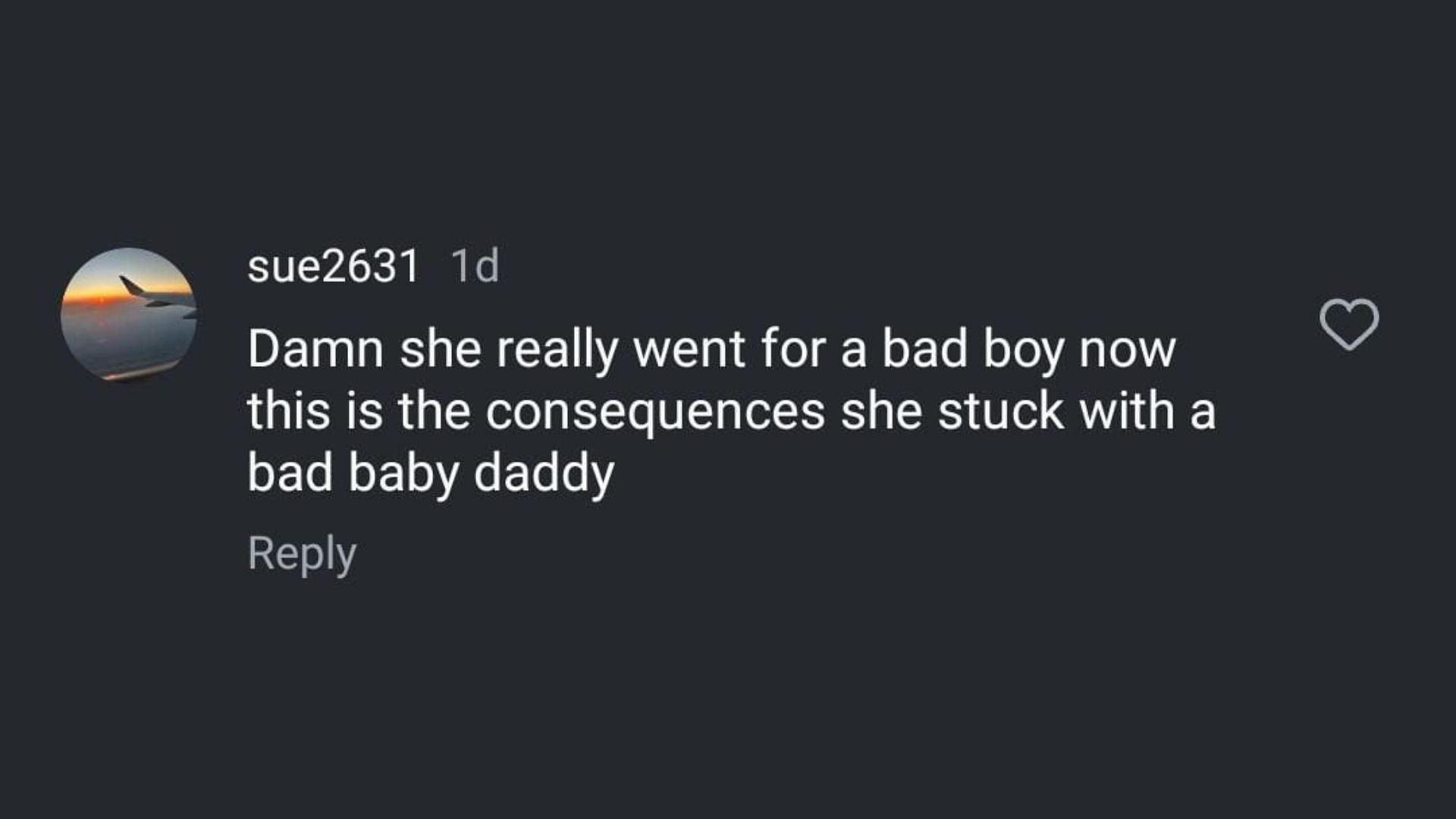 A netizen comments on the actress's ex-boyfriend, Deondre Burgin's, Instagram live. (Image via Instagram/@hollywoodunlocked)